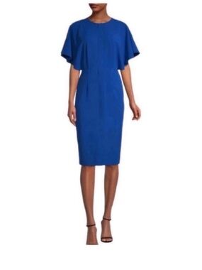 💙 NWT! BLACK HALO Blue Flutter Sleeve Sheath Dress - Size 6